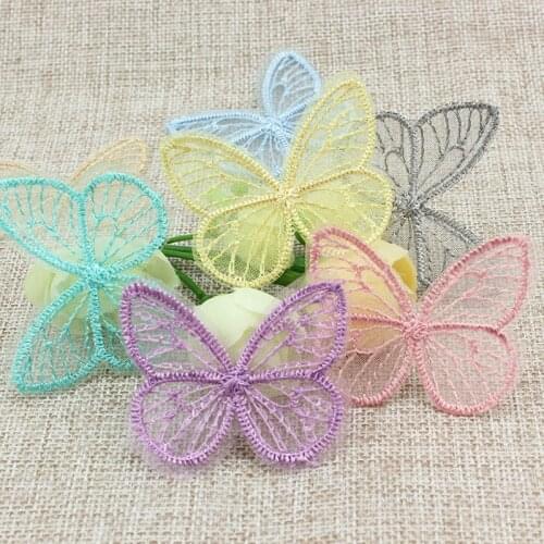 18Pcs 3.5*4.5cm Embroidered Mesh Butterfly Patches for Clothing DIY Baby Headwear Appliques Handmade Hair Clip Accessories