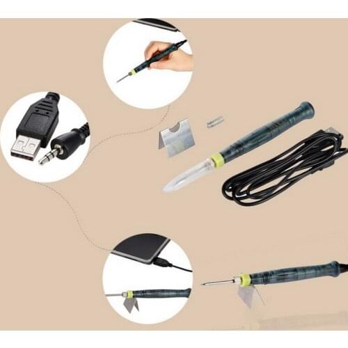 5V 8W Mini Portable USB Electric Powered Soldering Iron Pen Tip Touch Switch