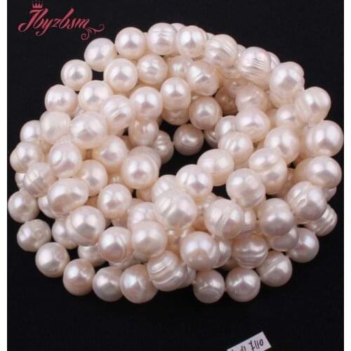 9-11mm White Nearround Freshwater Pearl Natural Stone Beads Fashion Handwork Knot For Christmas Gift Necklace Not Button 60"