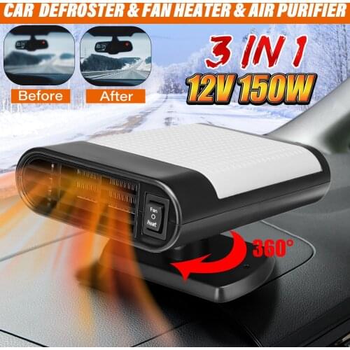 3 in 1 Car Heater Heating Fan 12V 150W Heated Windshield Defroster Demister Dryer Heater Car Air Purification For Auto Vehicle
