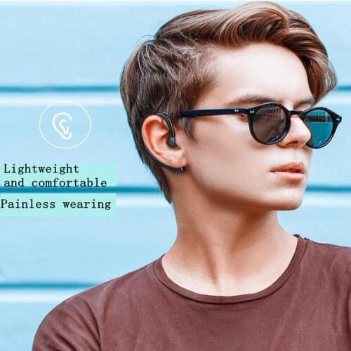 Hanging ear wireless bluetooth headset ultra light material painless wearing business sports stereo without ears for 15 hours