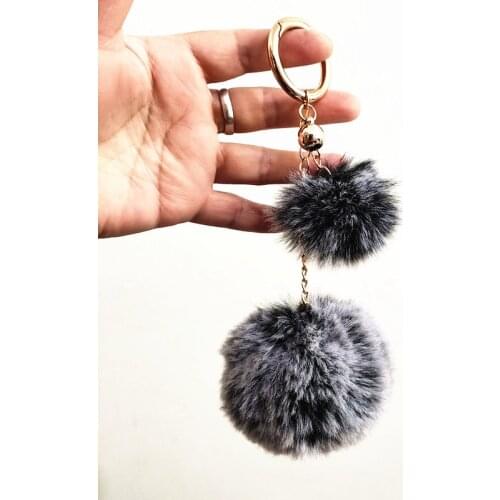 New High Quality Pompons Key Chain Faux Beaver Fur Puff Ball Key Holder Fluffy Bunny Pom Keyring Bag Charms Car Tassel Pendant