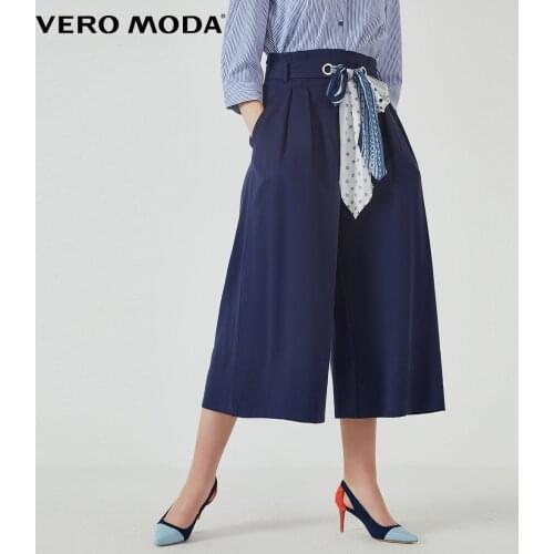 Vero Moda Womens Waist Belt Lyocell Fabric Wide-leg Capri Pantskirt Pants | 31936J519