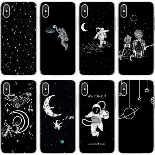 Space Moon Astronaut Cover Soft Silicone Phone Case For iPhone 6 6plus 7 8plus 5 5S 5C SE X XS XR XS Max