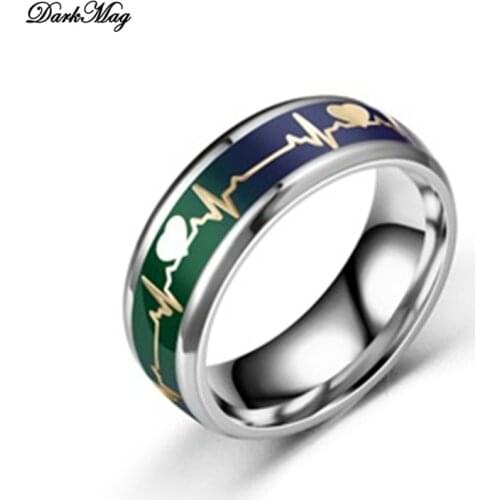 DarkMag Mood Rings For Women Changing Color Heartbeat Ring Men Emotion Feeling Ring Mood Temperature Couple Ring