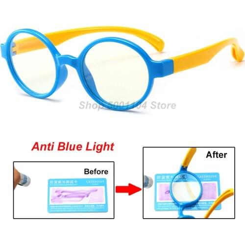 2020 Kids Anti Blue Light Glasses Frame Children TR90 Silicone Optical Glasses Boy Girl Flexible Round Eyeglasses Protective