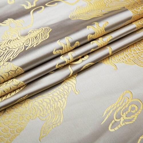 Dragon pattern brocade fabric silk satin fabrics material for DIY bags handwork