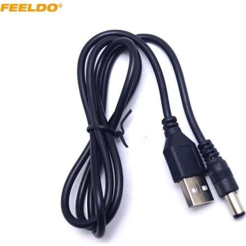 FEELDO Black 85cm USB 2.0 Port To 5.5mm x 2.1mm 5V DC Power Barrel Jack Power Cable Connector Plug