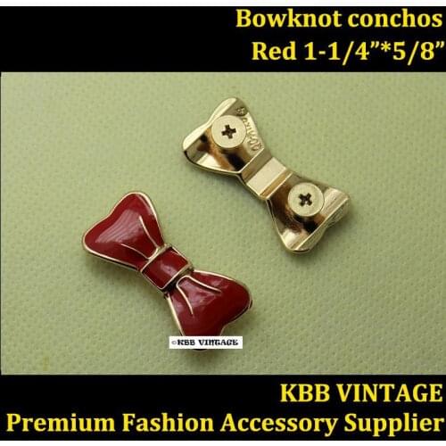 KBM14) Wholesale 50pc 1-1/4'' Western Bow-knot Concho Fancy Bow-tie Concho Craft Hardware Red