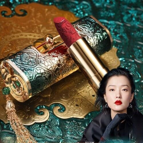 Chinese Style Heart Lock Lipstick Relief Carved Matte Lipstick Lasting Moisturizing and Nourishing