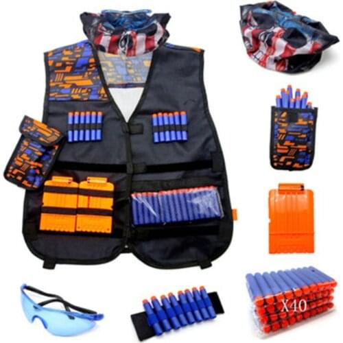 Kids Tactical Vest Suit Kit Set For Nerf N-Strike Elite Series Outdoor Game Cosplay Vest Holder Kit Accessories Costumes