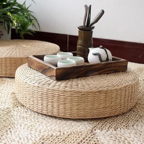 40cm Tatami Cushion Round Straw Weave Handmade Pillow Floor Yoga Chair Seat Mat Height 6 10 20 30cm