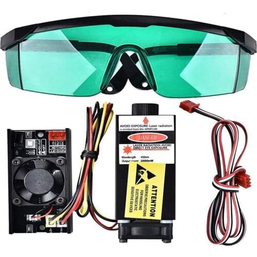 100-240V Control Blue Laser Module 12V Focal Adjustable Laser Head Engraving Module+goggles For DIY Laser Engraver Machine