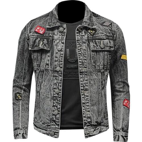 2021 Spring/Autumn Mens Snowflake Badge Jeans Jacket Popular Logo Large Size 5XL Mens Korean Jeans Jackets