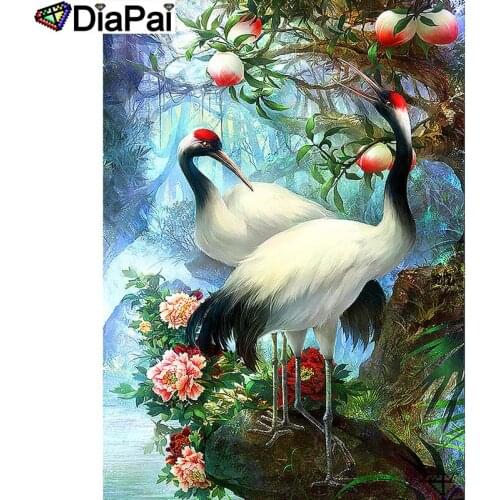 DIAPAI 100% Full Square/Round Drill 5D DIY Diamond Painting "Animal crane" Diamond Embroidery Cross Stitch 3D Decor A16988