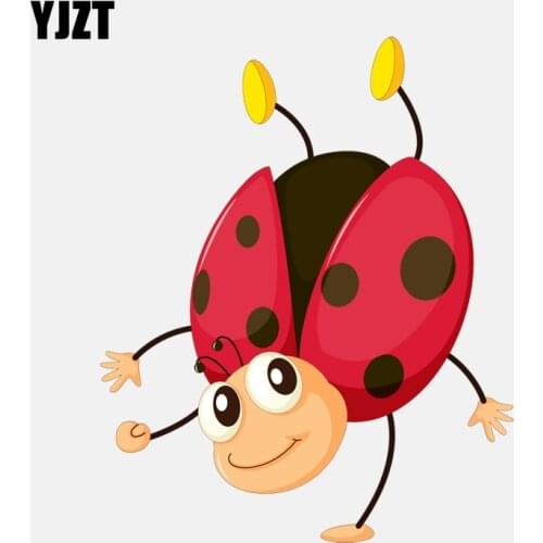 YJZT 11.8CM*14.5CM Cute Inverted Ladybug Decal PVC Motorcycle Car Sticker 11-00833