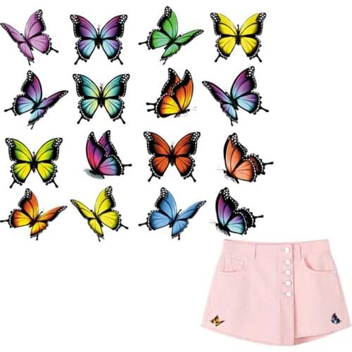 Patch For Clothes Butterfly Set Trasnfers Garment Heat Print On T-Shirt Dresses Sweater Diy Washable Parches Thermal Stickers