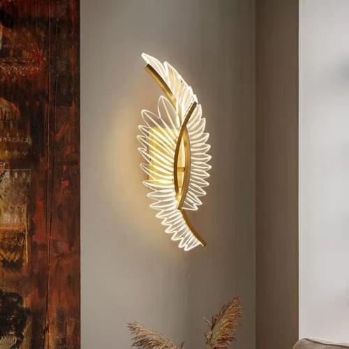 New Leaf Design Brass LED Gold Copper Wall Lights For Living Room Bedroom Aisle Wall Sconce Light Fixtures