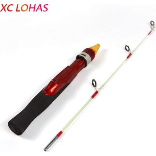 Portable 2 Section Ice Fishing Rod 50cm Mini Size Solid Fiberglass Metal Joint Shrimp Fishing Rod Winter Fishing Tackle Hot Sale