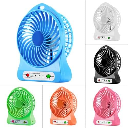 Portable Rechargeable LED Fan Air Cooler Mini Operated Desk USB Charging 3 Mode Speed Regulation LED Lighting Function