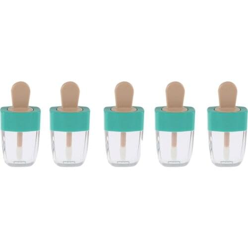 5pcs/Lot 8ml Empty Lip Gloss Tube Green Sweet Ice Cream Shape Refillable Bottle Cosmetic Makeup Sample Container