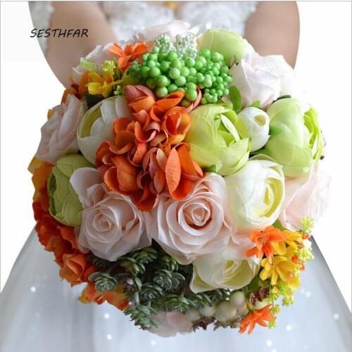 Romantic Bridal Bouquet Succulent Plants Bouquet Chic Wedding Flowers Silk Flowers Wedding Bouquet SPH057