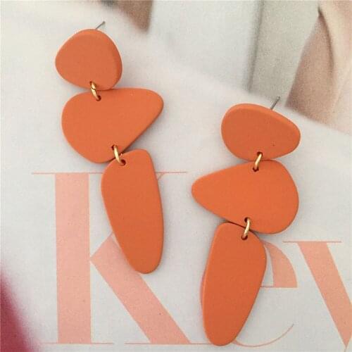 Creamy Orange Green Irregular Geometric Shape Linked Drop Earrings For Women Girl Elegant Casual Chic Summer Decoration Jewelry