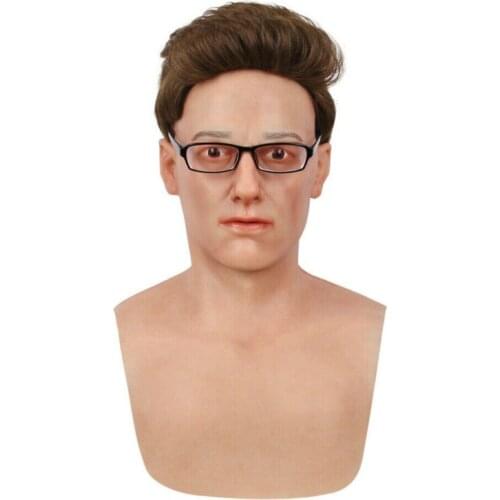Silicone Young Man Mask Handmade Headwear Transgender Realistic Skin Crossdresser Cosplay Sexy Male Halloween Party Supplies