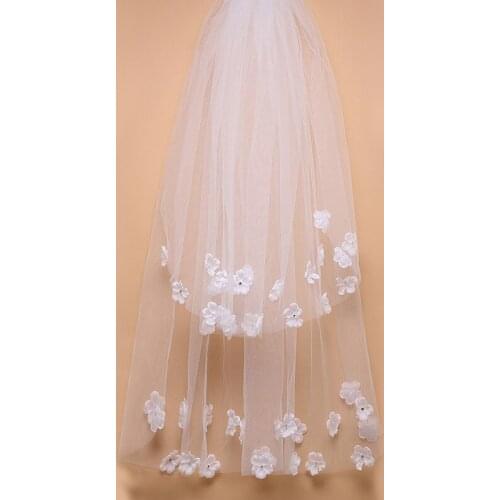 Wedding accessories bridal veil flower pieces sticky beads two-layer Shoulder Length Veil wedding veil
