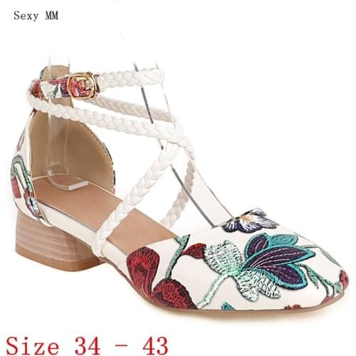 Women Low Med High Heels Pumps D'Orsay Med Heel Shoes Woman Party Wedding Shoes Kitten Heels Plus Size 34 - 40 41 42 43