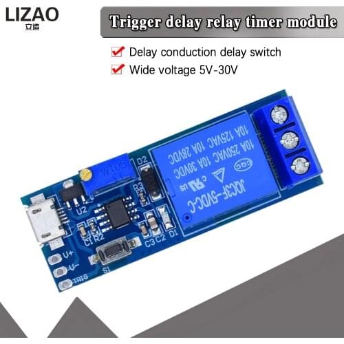 Smart Electronics 5V-30V Micro USB Power Adjustable Delay Relay Timer Control Module Trigger Delay Switch