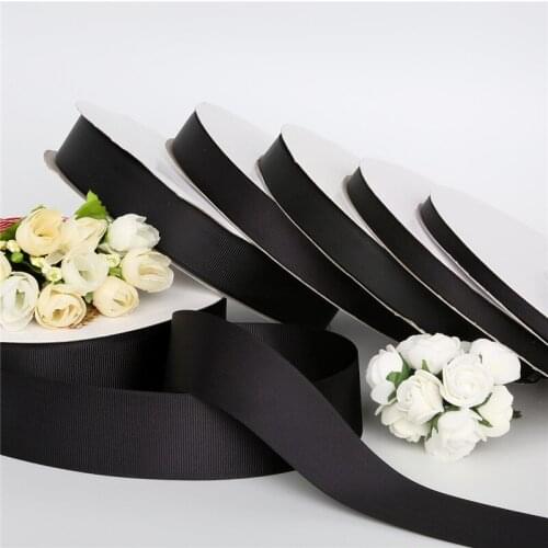100Yards Black 7/10/15/20/25/38mm Grosgrain Ribbons Packing Material DIY Crafts Decor Wedding Party Decoration Gift Wrapping