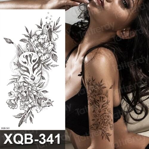 Temporary tattoo sticker women flower tattoo pattern rose peony leaves sleeve tattoo body art sexy arm decal waterproof beauty