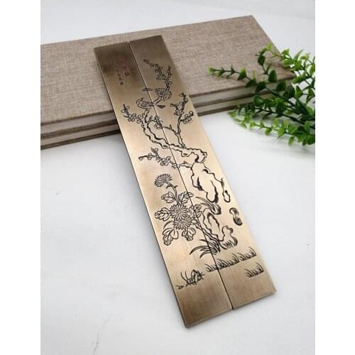 China painting calligraphy auxiliary tool metal crafts Paperweight-Magpie ascends plum-Paper weight home decor