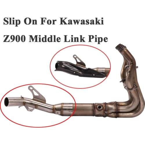 Slip On For Kawasaki Z900 2017 - 2020 Motorcycle Exhaust Muffler Modified Middle Tube Link Pipe Cat Delete Eliminator Enhanced