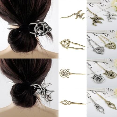 Viking Hairpins Jewelry Hair Large Celtics Knots leaf Vintage Style Nordic Mythology Hair Clip Women Wedding Hair Accessories
