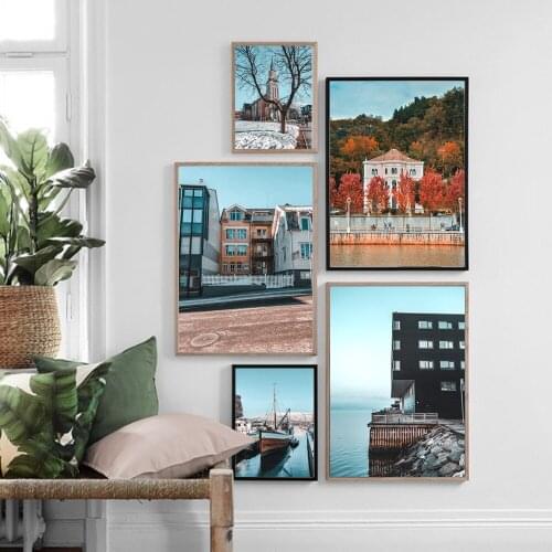 Building Church Beauty Nature Landscape Wall Art Canvas Painting Nordic Posters And Prints Wall Pictures For Living Room Decor
