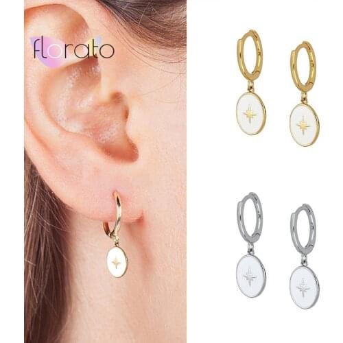 925 Sterling Silver Ear Buckle European Vintage Star Hoop Earrings For Women Simple Punk Carving Meteor Circle Earrings Jewelry