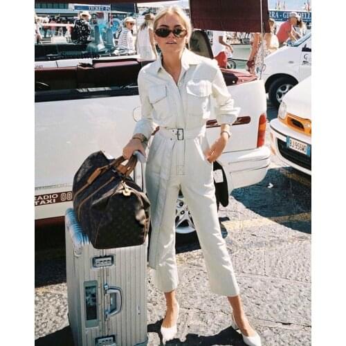 Sexy Denim Jumpsuit Women Romper Long Sleeve Belt Black/White Winter Autumn Jeans Jumpsuit Female 2020 Streetwear Overalls