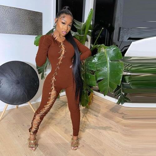 Female Solid Flared Sleeve Romper Woman Slim Fashion Street Style One Piece Overalls Ribbed Hollow Out Sexy Stretchy Jumpsuits