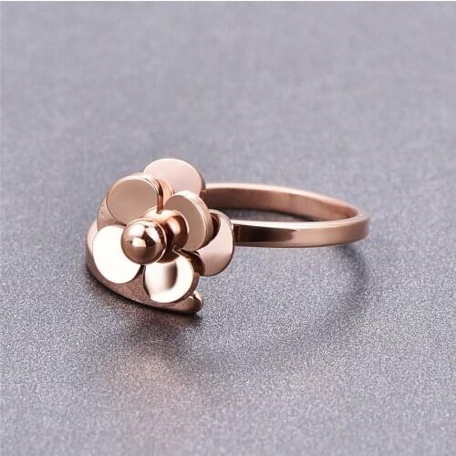 Martick Spring Style Ring 316L Stainless Steel Satellite Flowers Shape Open Rings For Woman Fashion Finger Jewelry R54