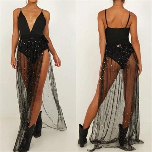 Women Summer Beach Dress 2020 See Through Lace Fishnet Bikini Cover Up Swimsuit Swimwear Bathing Suit Beach Dresses Maxi Dresses