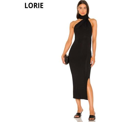 New Design 2021 Neckline Symmetric Wrap Design Prom Dresses Tea-Length Adjustable Back Straps Slit Evening Gowns Robes De Soirée