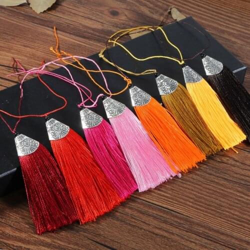 1pcs Fashion Beautiful Alloy Cap Polyester Cotton Silk Tassels Charms Pendant For DIY Crafts Decoration Jewelry Accessories