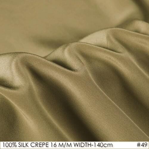 100% SILK CREPE DE CHINE 140cm width 16momme Natural Silk patchwork of Pure Silk fabric Dark Camel NO 49
