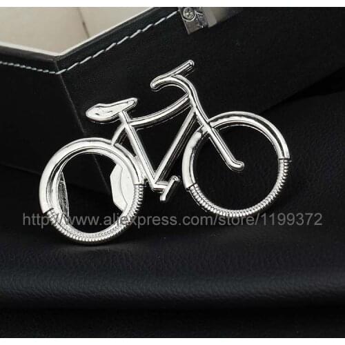 100pcs New Bicycle Bike Bottle Opener Wine Can Openers Wedding Favor Party Metal Keyring Keychain Key Ring Chain Silver
