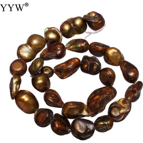 11-12mm Coffee Nuggets Loose Pearl Beads Cultured Baroque Freshwater Pearl Beads Diy Jewelry Making Bead Pearls 0.8mm 15 Inch