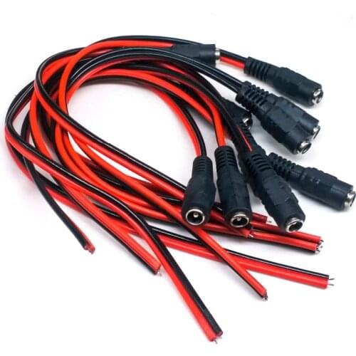 20/50pcs 5.5x2.1mm 12v DC Female Power Plug Cable Wire Adapter Cable Plug Connector Jack for CCTV Camera DC plug Female 5.5*2.1