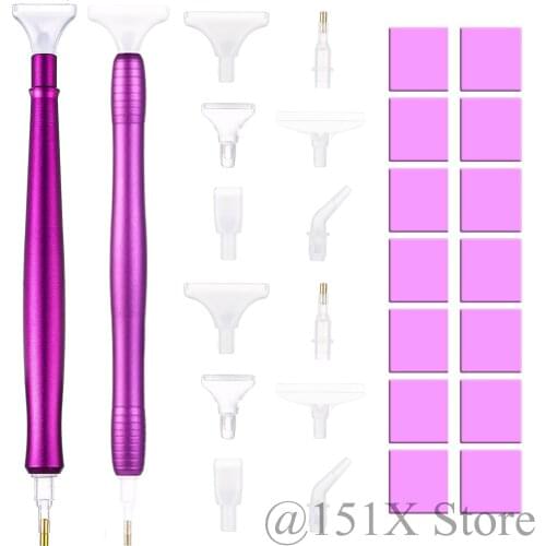28Pcs 5D Diamond Painting Tool Alloy Point Drill Pen With Clay Wax And Replaceable Nips Diamond Embroidery Accessories Set
