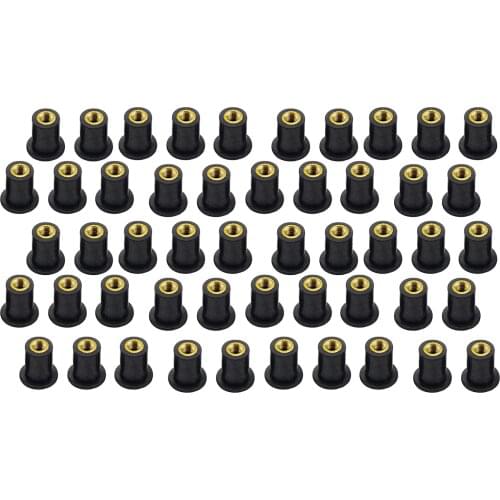 50Pcs Universal Motorcycle Kayak M5 Metric Rubber Wellnut Windscreen Windshield Fairing Cowl Well Nut Bolts Screw Blind Fastener